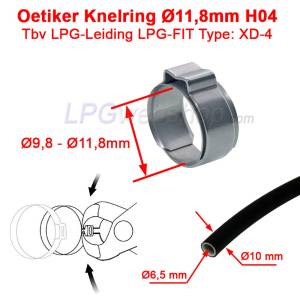 Bague de compression Oetiker Ø11,8 mm H04 pour tuyau GPL thermoplastique XD-4