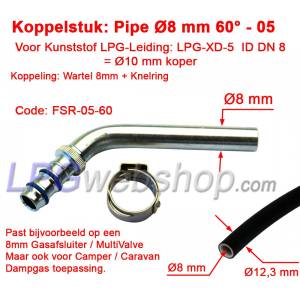 Raccord LPG-FIT Ø 8 mm 60° FSR-05-60 pour tube plastique LPG-XD-5 (10 mm)