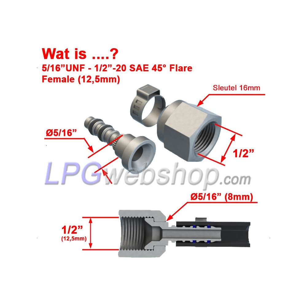 Raccord LPG-FIT Flare-Nut 1/2" 03 FNF-03 pour tuyau en plastique LPG-XD-3 (6 mm) Raccord LPG-FIT Flare-Nut 1/2" 03 FNF-03 pour tuyau en plastique LPG-XD-3 (6 mm)