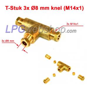 T-Stück LPG-Rohr 3x 8mm Kompression (M14x1) Drehgelenk