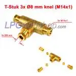 T-Piece LPG Pipe 3x 8mm Compression Fitting (M14x1)