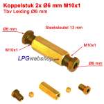 Doorverbinding LPG-Leiding 2 x 6mm knel (M10x1) Wartel