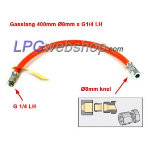 Manguera de gas GOK 1/4" x 8 mm RVS - 400 mm