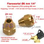 Small Flare Nut 6mm for copper pipe 1/4" UNF flare connection on extraction valve