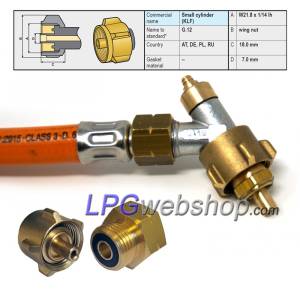 Manguera de gas de alta presión de 450 mm M20 x KLF (G.12) con válvula de seguridad