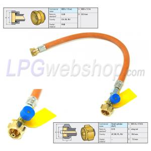 Mangueira de gás GOK de alta pressão 750mm M20 x KLF (G.12) Caramatic ConnectDrive com válvula de ruptura