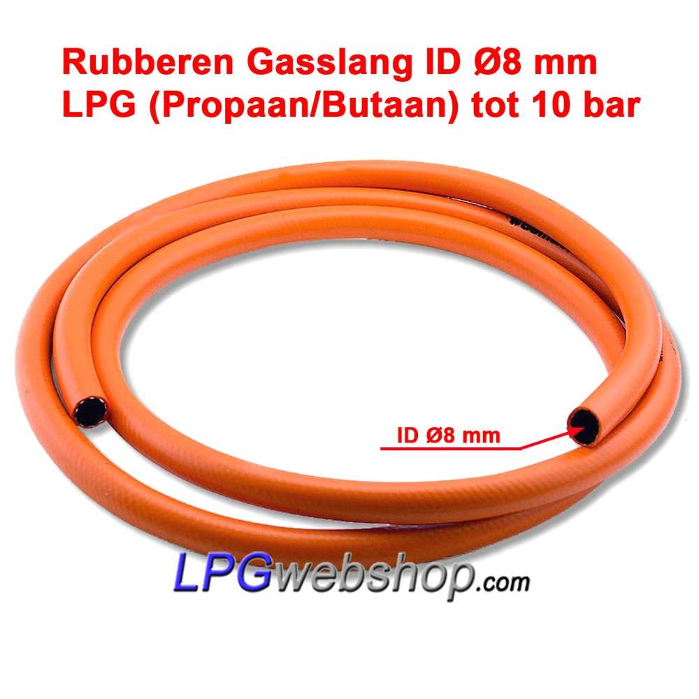 Rubber Gas Hose ID Ø8 mm LPG (Propane/Butane) max 10 bar - per meter Rubber Gas Hose ID Ø8 mm LPG (Propane/Butane) max 10 bar - per meter