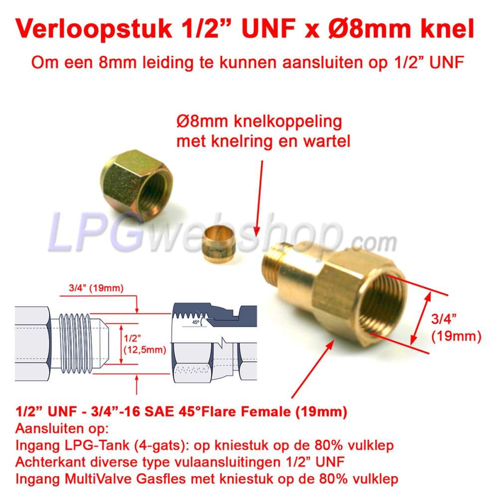 Riduttore in Ottone 1/2 UNF x compressione Ø8mm Riduttore in Ottone 1/2 UNF x compressione Ø8mm