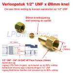 Riduttore in Ottone 1/2 UNF x compressione Ø8mm