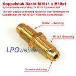 Koppelstuk Recht M10x1 x M10x1 Buitendraad - Lengte 37mm