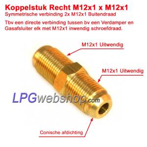 Kupplungsstück gerade M12x1 x M12x1 Außengewinde - Länge 37 mm