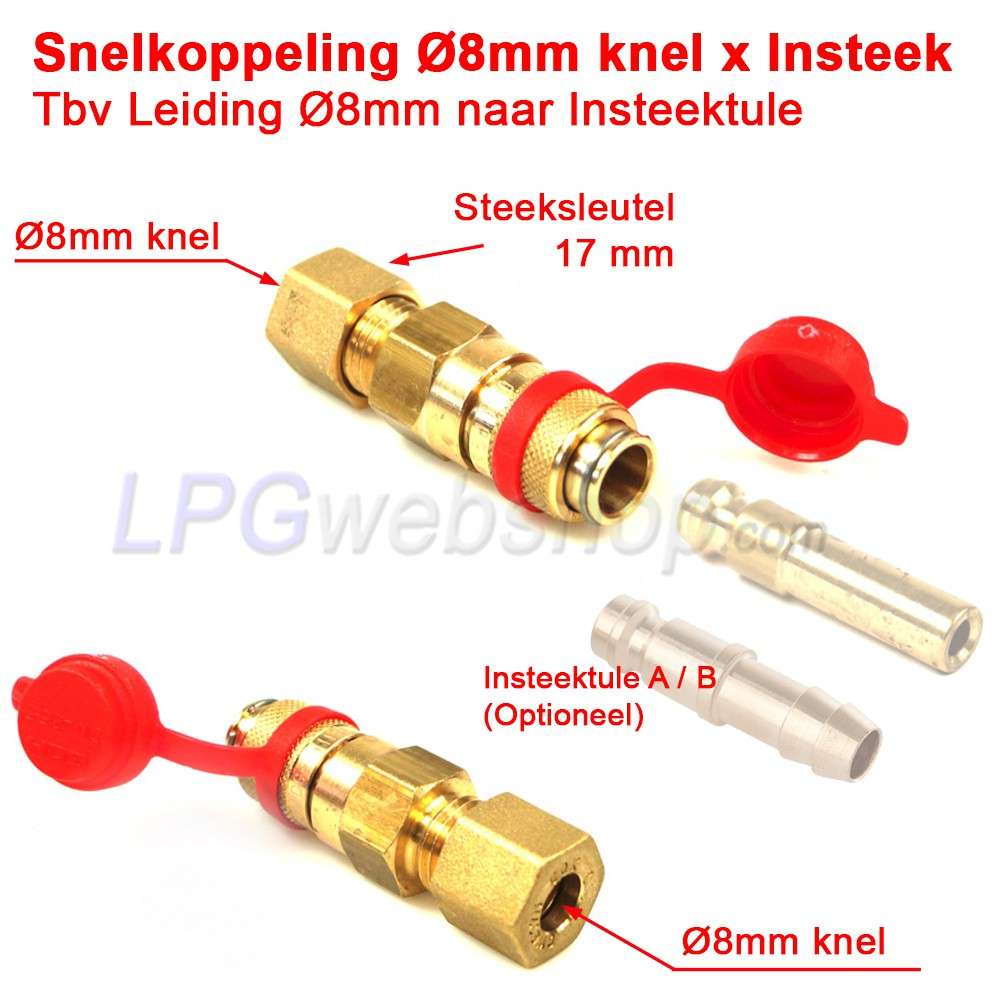 Quick coupling Ø8mm compression x Insert nozzle (Low Pressure) Quick coupling Ø8mm compression x Insert nozzle (Low Pressure)