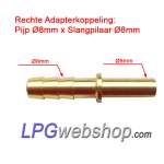 Raccord adaptateur droit : tuyau Ø 8 mm x raccord cannelé Ø 8 mm