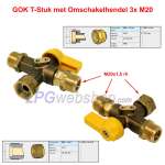 Raccord en T GOK avec vanne de dérivation 3x M20 - Pour 2 bouteilles de gaz