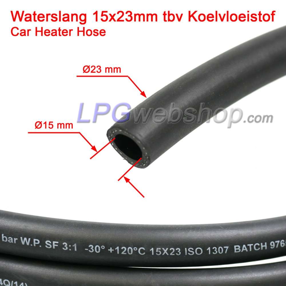 Car Heater Hose Ø15x23mm 30° - 120° C per meter Car Heater Hose Ø15x23mm 30° - 120° C per meter