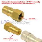 Hansun Snelkoppeling Male x 1/4” NPT inwendig met terugslagklep