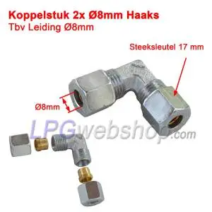 GOK Coupling piece 2x Ø8 mm Angled - Pipe connection Compression coupling