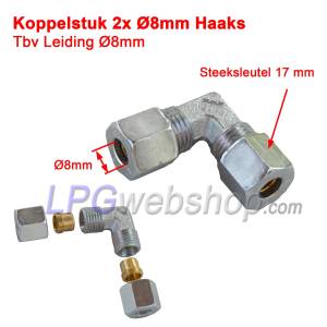 GOK Giunto pezzo 2x Ø8mm Angolato - Interconnessione tubo Giunto a compressione