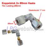 GOK Koppelstuk 2x Ø8mm Haaks - Leiding doorverbinding Knelkoppeling