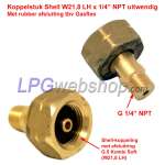 Carcasa de acoplamiento G.5 Kombi-Soft W21.8 LH x 1/4” NPT macho - Con anillo de sellado de goma para botella de gas