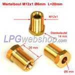 Tuerca de compresión de barril M12x1 Ø6mm x L20 mm