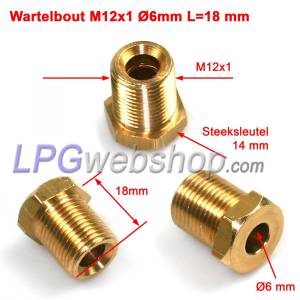 Tuerca de compresión de barril M12x1 Ø6mm x L18mm