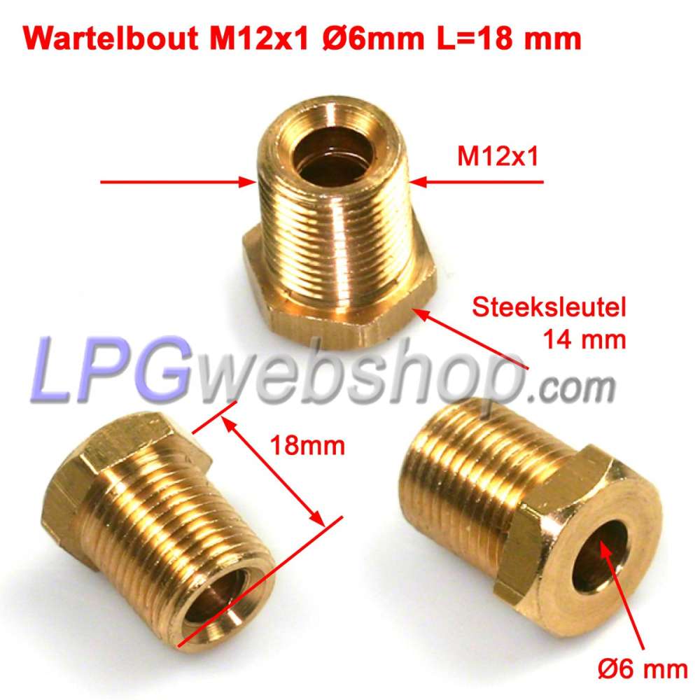 Wartelbout (Knelwartel) M12x1 Ø6mm x L18mm Wartelbout (Knelwartel) M12x1 Ø6mm x L18mm