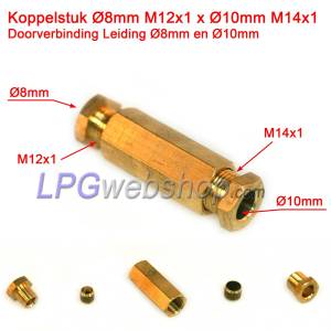 Verbindungs-LPG-Rohr Ø8mm M12x1 x Ø10 mm M14x1 Drehgelenk