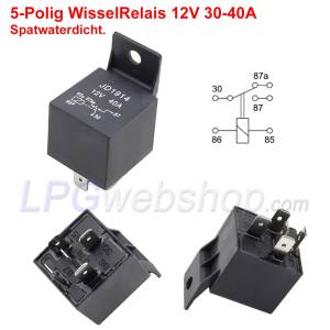 Relay 5-Polig Changeover relay 12V 30-40A Splash-proof