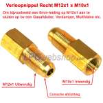 Boquilla reductora Recta M12x1 Rosca macho x M10x1 Interior - Longitud 37mm