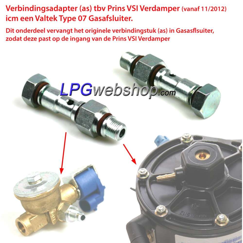 Adaptador de conexão para Evaporador Prins VSI (de 11/2012) em combinação com válvula de gás Valtek Tipo 07 Adaptador de conexão para Evaporador Prins VSI (de 11/2012) em combinação com válvula de gás Valtek Tipo 07