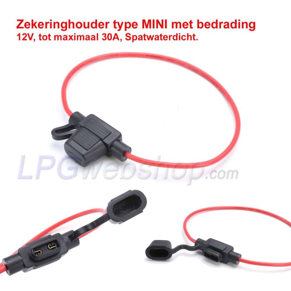 Porta-fusível para carro tipo MINI 12V a 30A à prova de respingos - Fusível flutuante com fiação Porta-fusível para carro tipo MINI 12V a 30A à prova de respingos - Fusível flutuante com fiação