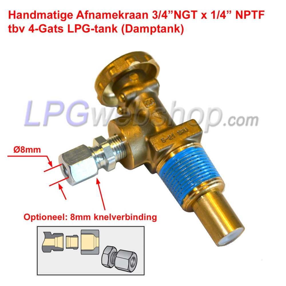 Robinet de réservoir manuel Rotarex (3/4" NGT x 1/4" NPT) pour réservoir GPL 4 trous (réservoir de vapeur) Robinet de réservoir manuel Rotarex (3/4" NGT x 1/4" NPT) pour réservoir GPL 4 trous (réservoir de vapeur)