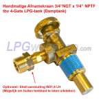 Válvula de toma manual Rotarex (válvula de tanque) 3/4”NGT x 1/4” NPT para tanque de GLP de 4 orificios (tanque de vapor)