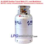 Alugas Travel Mate Bombona de gas GLP de aluminio de 27 l y recargable (80 % de llenado) con multiválvula