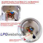 Hervulbare Aluminium MultiValve LPG-Gasfles 27L - 80%-Vulstop Alugas Travel Mate