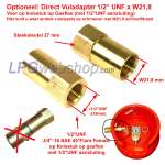 Hervulbare Aluminium MultiValve LPG-Gasfles 33L - 80%-Vulstop Alugas Travel Mate