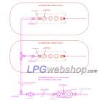 Juego de regulador de presión doble (30 mbar) con filtro y conexiones para 2 depósito de vapor o 2 botellas de gas