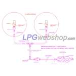 Juego de regulador de presión doble (30 mbar) con filtro y conexiones para 2 depósito de vapor o 2 botellas de gas