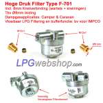 Drukregelaarset (30 mbar) met filter en verbindingen voor damptank of gasfles