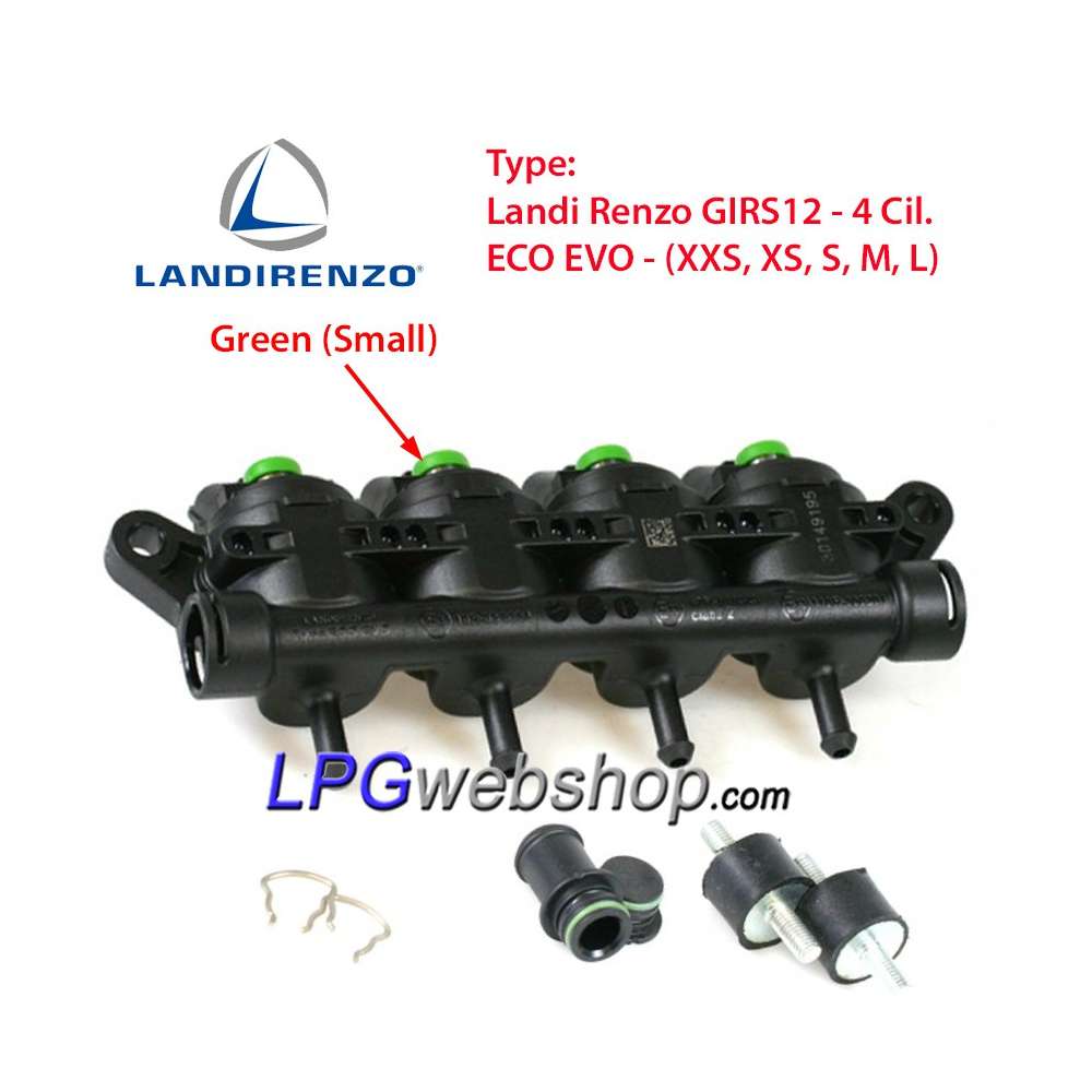 Landi Renzo Injector Rail 4 cyl. GIRS12 ECO EVO - Groen (Small) Landi Renzo Injector Rail 4 cyl. GIRS12 ECO EVO - Groen (Small)