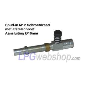 Spud-in Gas Mixer M12 thread with adjustment screw and connection Ø16mm