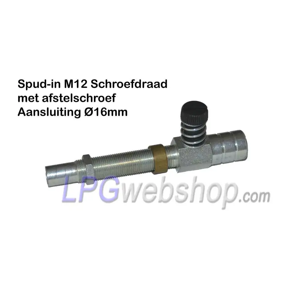 Spud-in Gas Mixer M12 thread with adjustment screw and connection Ø16mm Spud-in Gas Mixer M12 thread with adjustment screw and connection Ø16mm