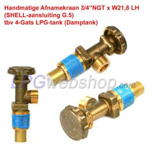 LPG Handkraan Shell Linkse Draad voor op Gasfles / LPG tank
