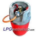 Bombona de gas GLP ligera de 24,5 L con válvula de llenado OPD, recargable hasta un 80 %.