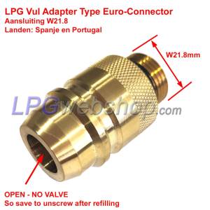Adaptateur GPL - Raccord GPL Espagne - Connecteur EURO - Raccord W21.8 - Sans clapet anti-retour