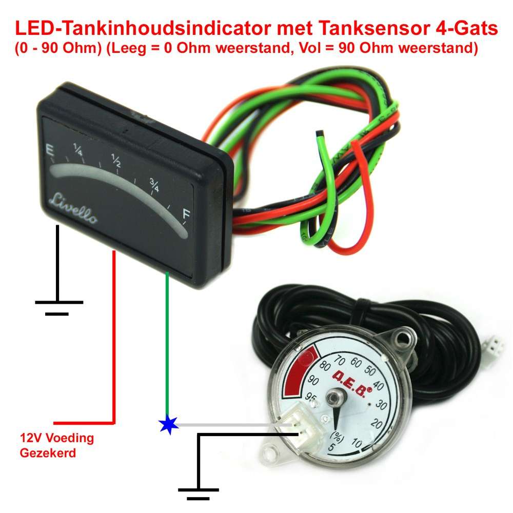 LPG LED-indicator 9 LEDs Livello Inhoudsindicator zonder schakelaar incl. Tanksensor 4-Gats LPG LED-indicator 9 LEDs Livello Inhoudsindicator zonder schakelaar incl. Tanksensor 4-Gats