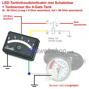 LPG LED-indicator 9 LEDs Livello Inhoudsindicator met schakelaar