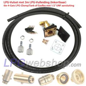 Kit de remplissage GPL 1/2" UNF - W21,8 Point de remplissage avec tuyau GPL de 3 m et connecteurs