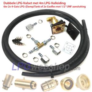 Doppeltes LPG Füllenset mit 4m langem Rohr zum Befüllen von 2x Gastank oder 2x Gasflasche mit 1/2" UNF-Anschluss